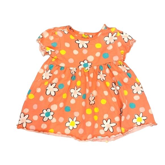Marks & Spencer Pastel Orange and White Daisies Toddler Dress - Picture 1 of 6